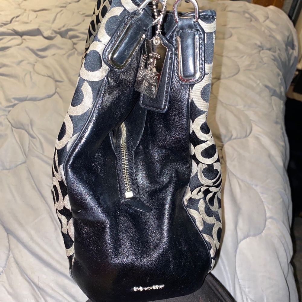 Coach 15x13” 2014 Madison Op Art Phoebe Hobo Shoulder Bag Purse W/2 Tags Metal - Picture 3 of 8
